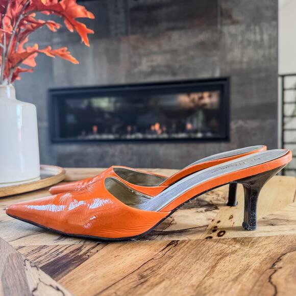 BCBGirls Orange Naplak Leather Melany Heels, Women's Size 9.5 - Picture 2 of 8